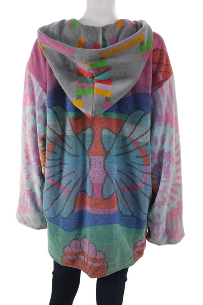 Royal Native Womens Pullover Hoodie V-Neck Colorblock Cotton Size XL