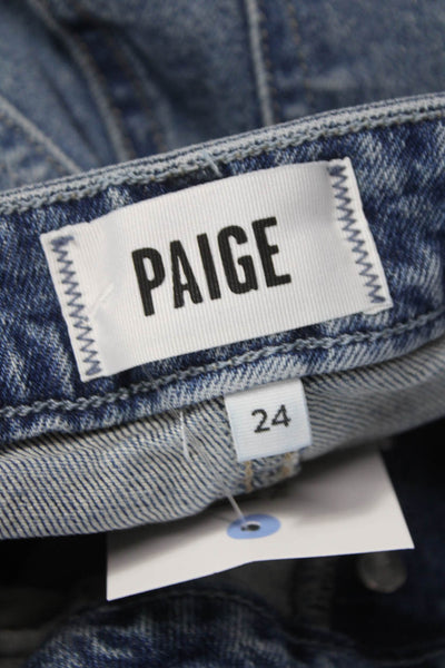 Paige Womens Straight Jeans Blue Cotton High Rise Inseam 28 Size 24