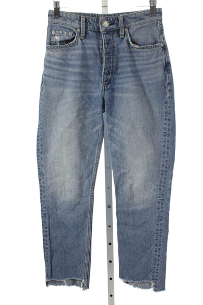 Rag & Bone Womens Straight Jeans High Rise Blue Cotton Button Size 24