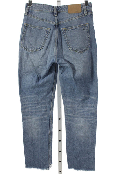 Rag & Bone Womens Straight Jeans High Rise Blue Cotton Button Size 24