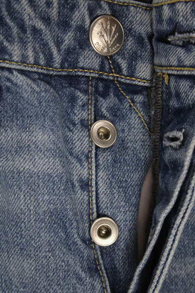 Rag & Bone Womens Straight Jeans High Rise Blue Cotton Button Size 24