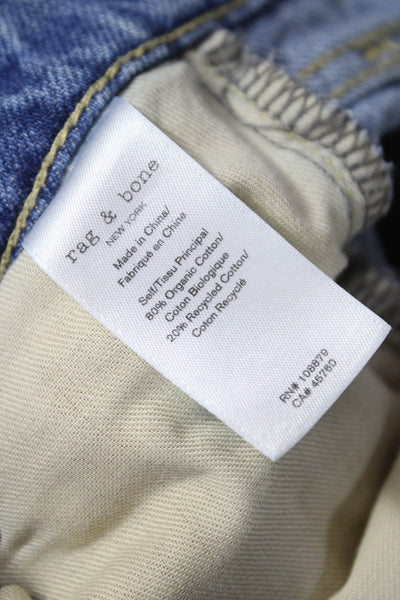 Rag & Bone Womens Straight Jeans High Rise Blue Cotton Button Size 24