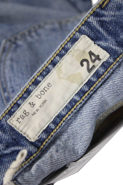 Rag & Bone Womens Straight Jeans High Rise Blue Cotton Button Size 24