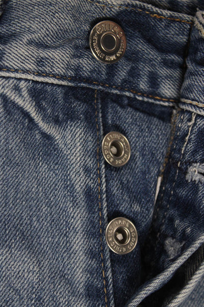 Etica Womens Cropped High Rise Blue Cotton Blend Jeans Size 25