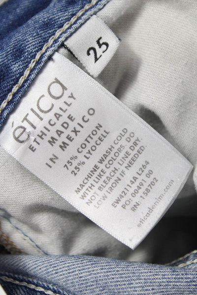 Etica Womens Cropped High Rise Blue Cotton Blend Jeans Size 25
