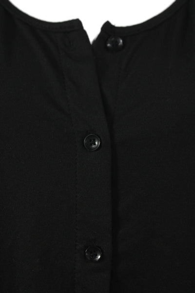 Ekouaer Women Shift Dress Black Rayon Scoop Neck Short Sleeve Button Size S