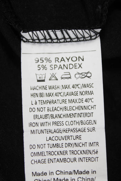 Ekouaer Women Shift Dress Black Rayon Scoop Neck Short Sleeve Button Size S