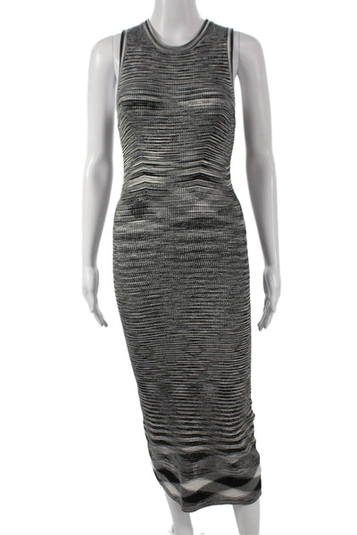 Ramy Brook Womens Black Striped Bodycon Dress Sleeveless Crew Neck Size XS