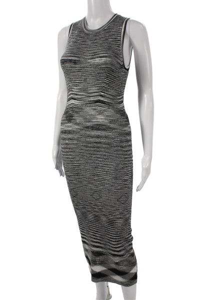 Ramy Brook Womens Black Striped Bodycon Dress Sleeveless Crew Neck Size XS