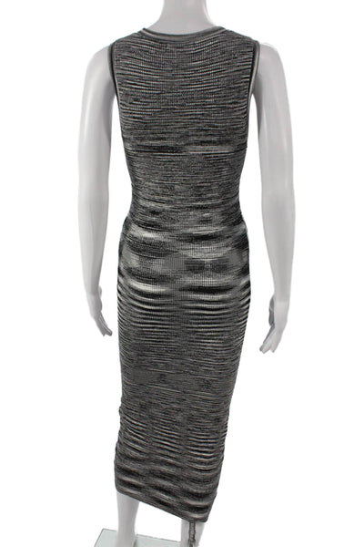 Ramy Brook Womens Black Striped Bodycon Dress Sleeveless Crew Neck Size XS