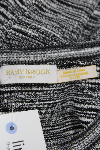Ramy Brook Womens Black Striped Bodycon Dress Sleeveless Crew Neck Size XS