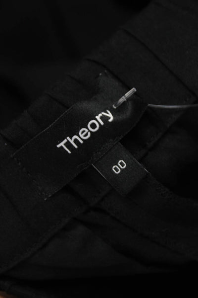 Theory Womens Ankle Pants Black Linen Pull On Inseam 26 Size 00