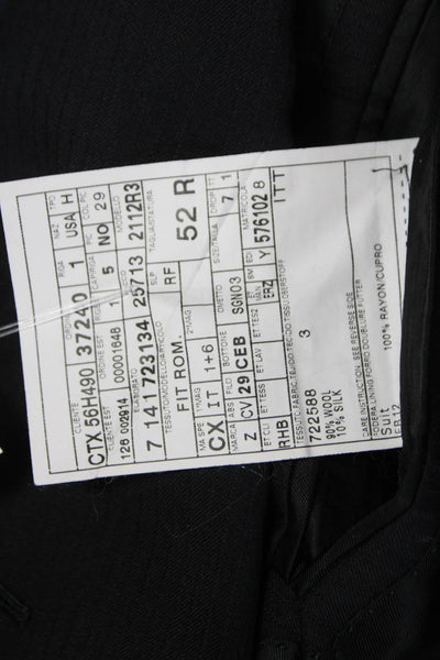 Ermenegildo Zegna Mens Black Wool Silk Blazer Buttoned Solid Size 52