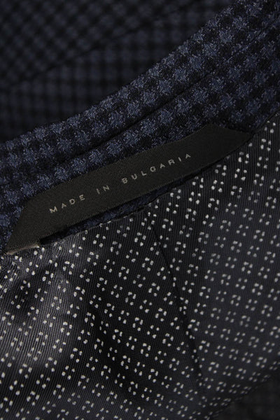 Boss Hugo Boss Mens Blue Wool Check Blazer Buttoned Size 40