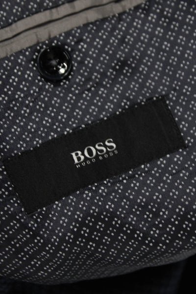Boss Hugo Boss Mens Blue Wool Check Blazer Buttoned Size 40