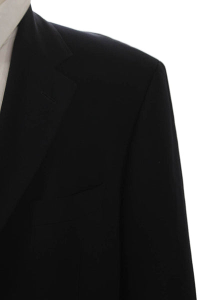 Boss Hugo Boss Mens Black Virgin Wool Blazer Solid Buttoned Size 42