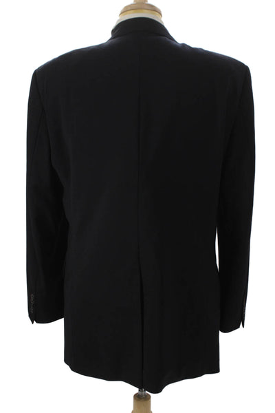 Boss Hugo Boss Mens Black Virgin Wool Blazer Solid Buttoned Size 42