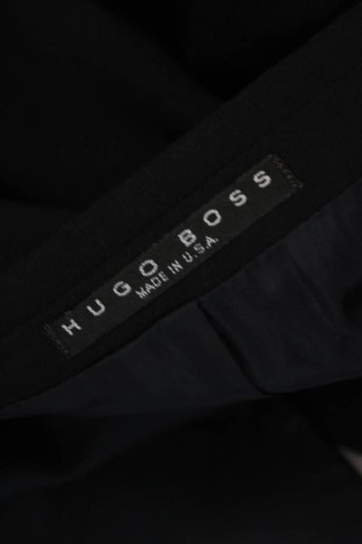Boss Hugo Boss Mens Black Virgin Wool Blazer Solid Buttoned Size 42