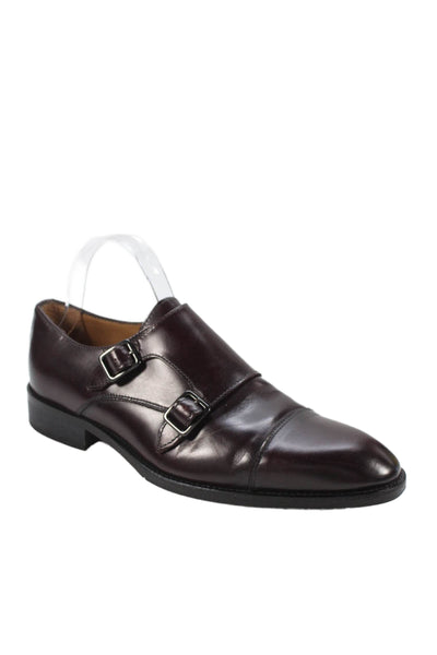 Broletto Mens Leather Buckle Front Dress Shoes Raisin Brown Size 9.5