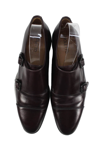 Broletto Mens Leather Buckle Front Dress Shoes Raisin Brown Size 9.5