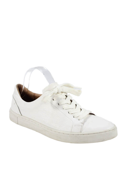 Frye Womens Leather Lace Up Low Top Sneakers White Size 9 Medium