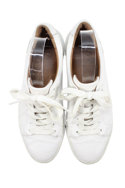 Frye Womens Leather Lace Up Low Top Sneakers White Size 9 Medium