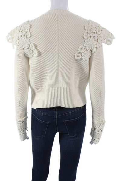 Sea New York Womens Pullover Sweater Ivory Cotton Crew Neck Size XS