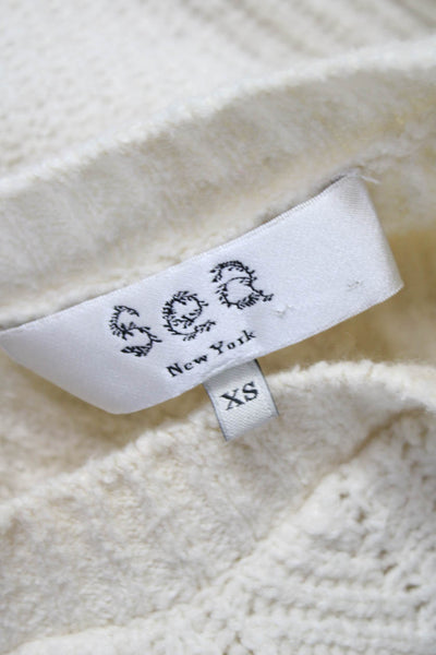 Sea New York Womens Pullover Sweater Ivory Cotton Crew Neck Size XS