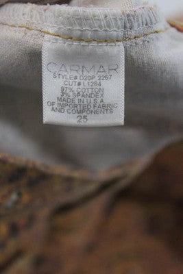 Carmar Orange Abstract Denim Flare Leg Jeans Size 25