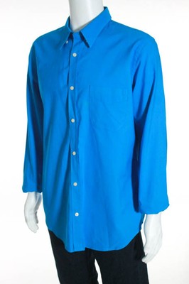 Vince Mens Blue Cotton Long Sleeves Button Down Dress Shirt Size XL