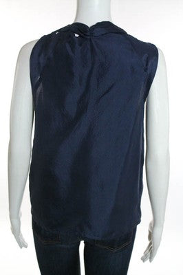 Dolan Blue Silk Scoop Neck Sleeveless Casual Blouse Size Medium