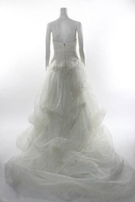 Augusta Jones White Beaded Tulle Embellished Strapless BallGown WeddingDress 12