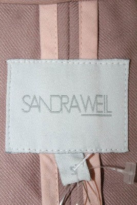 Sandra Weil Pink Beige Wool Leather Trim Blazer Jacket Size Small New