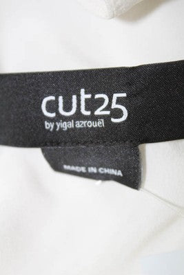 Cut25 by Yigal Azrouel White Silk Sleeveless Pullover Black Strap Tank Size 4