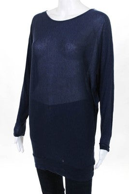 Capote Collection Blue Pull Over Dolman Sleeve Blouse Top Size Medium