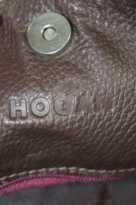 Hogan Beige Brown Leather Silver Accent Medium Shoulder Handbag