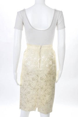 Gianfranco Ferre Beige Floral Knee Length Pencil Skirt Size Italian 38