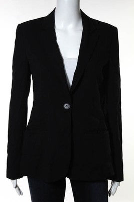 Theory Black Long Sleeve Button Front Slim Fit Vneck Suit Blazer Size 4