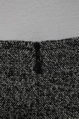Designer Black White Spotted Zipper Closure Lace Ruffle Trim Skirt Size Small