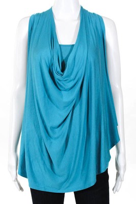 Lot 2 Lola And Sophie Blue Stretch Knit Sleeveless Tops Size Extra Small