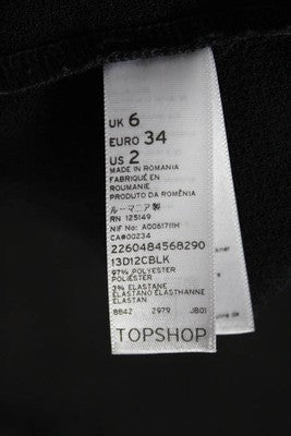 Topshop Black Scoop Neck Short Sleeve Casual Blouse Top Size 2
