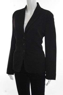 Piazza Sempione Brown Wool Button Down Long Sleeve V Neck Blazer Size 8