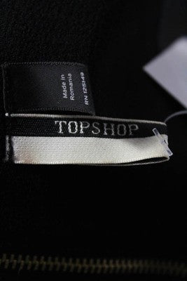 Topshop Black Scoop Neck Short Sleeve Casual Blouse Top Size 2