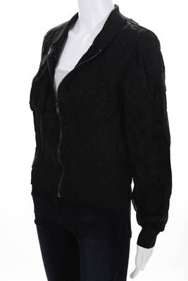 Velour Black Zipper Front Sandy Jacket Size XS