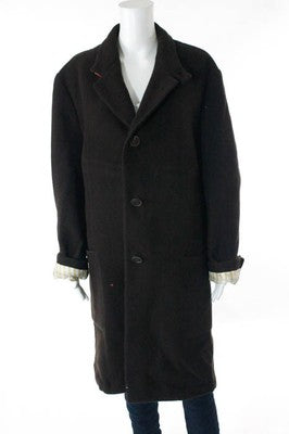 Etro Brown Long Sleeve Collared Long Coat Size Extra Large