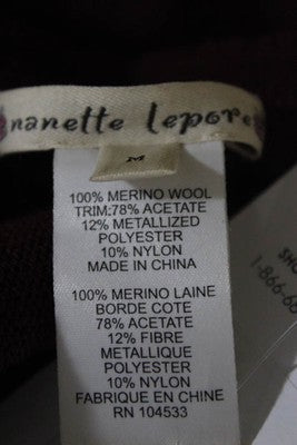 Nanette Lepore Dark Red Sleeveless Scoop Neck Wool Sweater Dress Size Medium