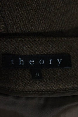 Theory Brown Wool A Line Skirt Size 0