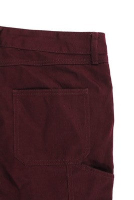 Tibi Red Wine Cotton High Waist Leather Contrast Skinny Leg Jeans Size 30