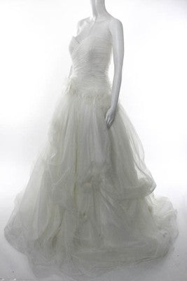 Augusta Jones White Beaded Tulle Embellished Strapless BallGown WeddingDress 12