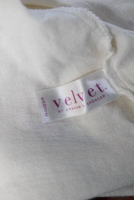 Velvet by Graham & Spencer Off White Cotton Draped V Neck Blouse Top Size Medium